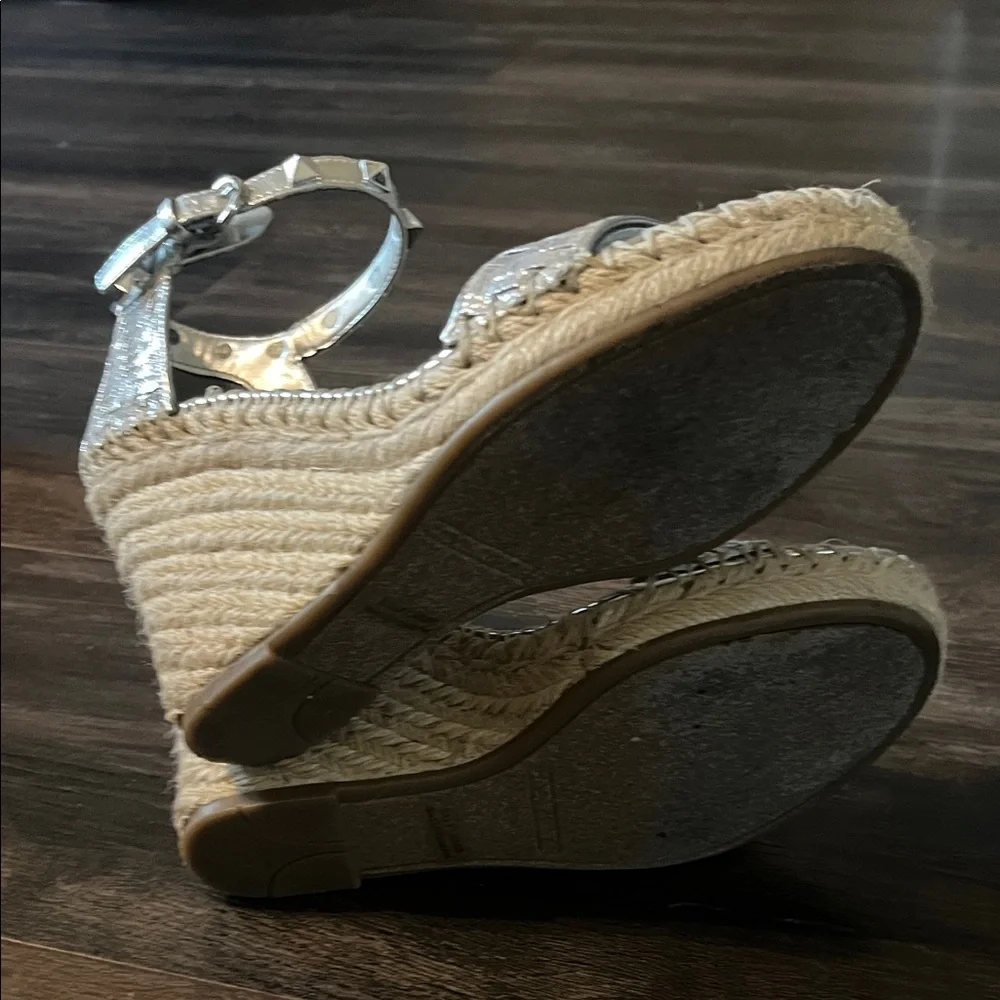 Marc Fisher Metallic Silver Wedge Sandals - Picture 8 of 8